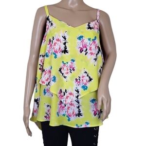 Torrid Yellow Floral Criss Cross, Ruffle Tank Cami